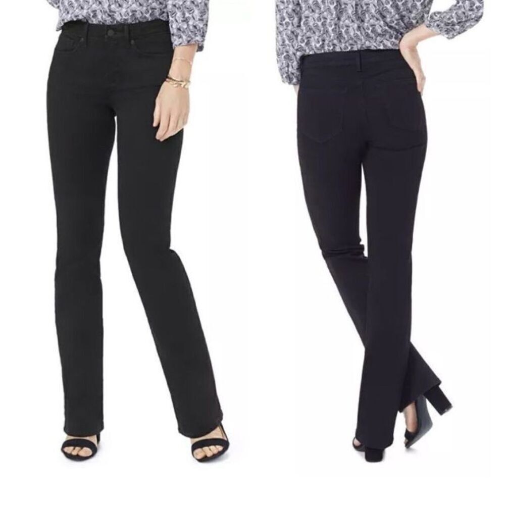 NYDJ Women's Barbara Bootcut Jeans Midrise Non Ripped Black Size 2 #761